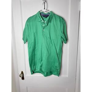 Brooks Brothers Polo Shirt Men's Large Green Striped Slim Fit Cotton Casual